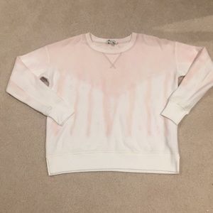 Pink & white tie die crew neck